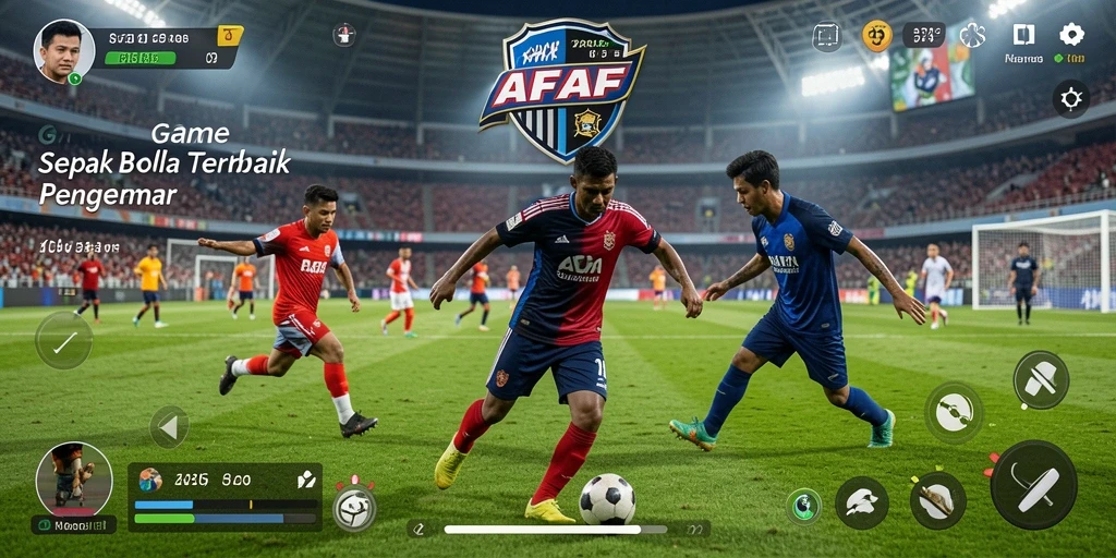 Screenshot utama AFAF menampilkan momen mendebarkan dalam pertandingan sepak bola.