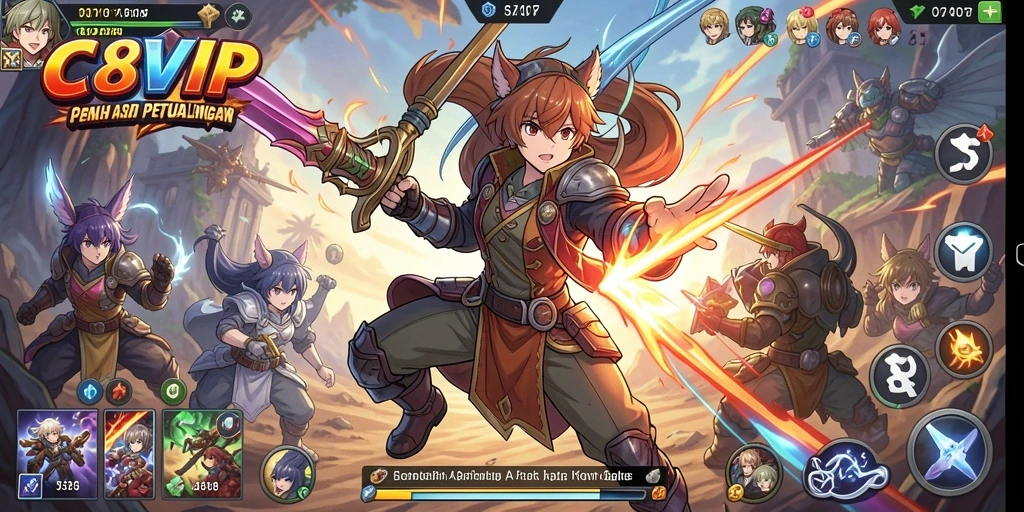 Tampilan gameplay C8VIP dengan karakter Anime yang menarik.