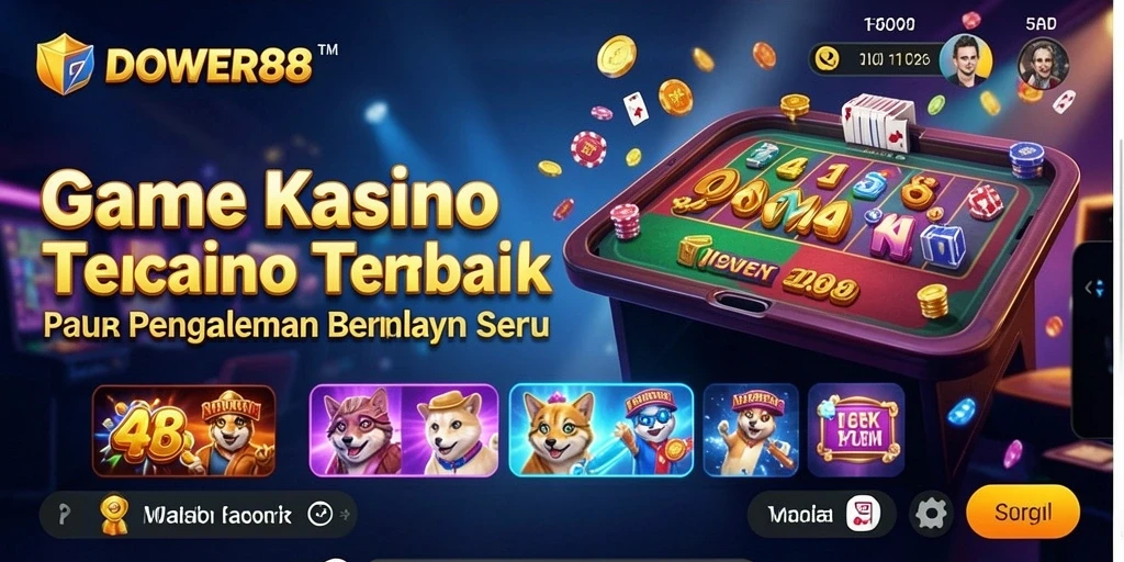 Tangkapan layar menunjukkan gameplay seru DOWER88 dengan opsi permainan kasino yang beragam.