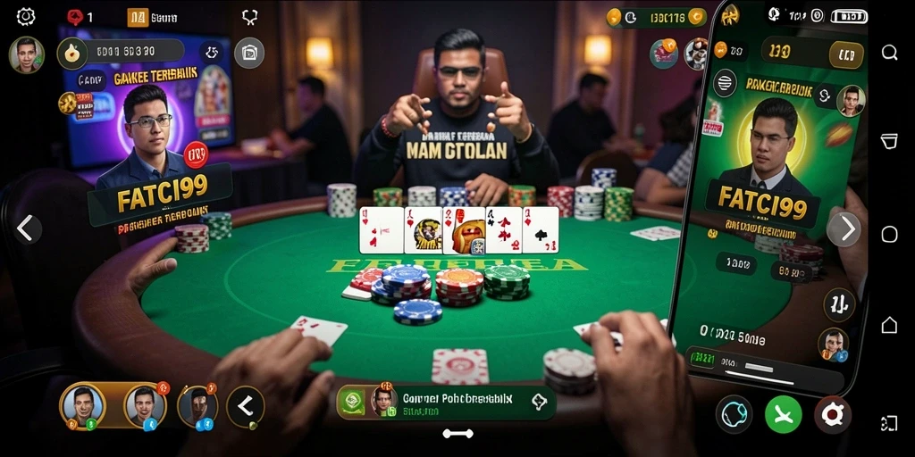 Tampilan gameplay seru di FATCI99 dengan aksi Poker langsung.