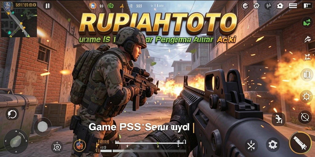Screenshot RUPIAHTOTO menunjukkan aksi pertempuran FPS yang dinamis.