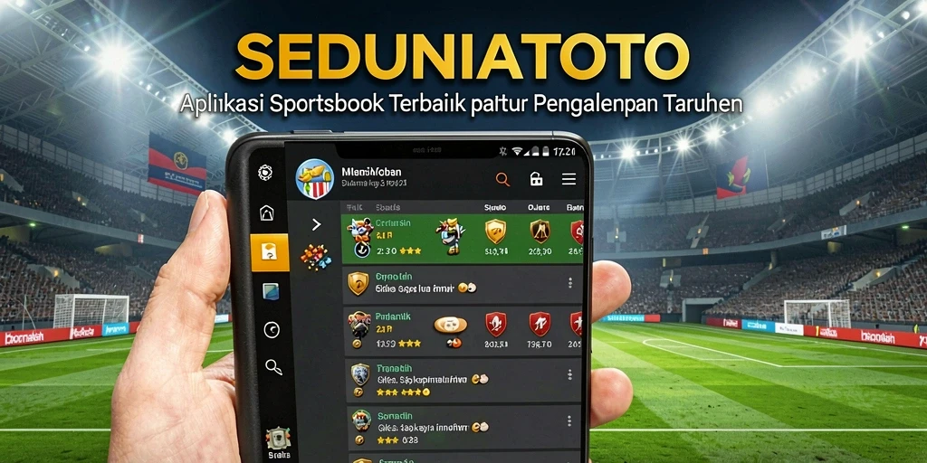 Tangkapan layar aplikasi SEDUNIATOTO dengan antarmuka taruhan olahraga.